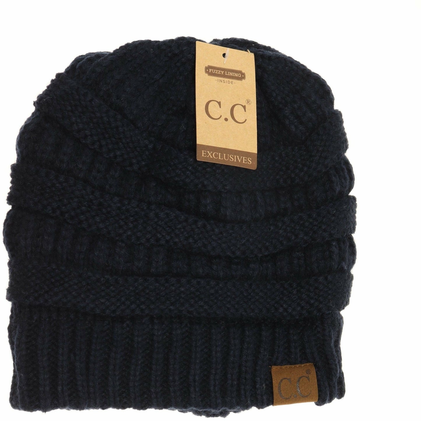 Classic Fuzzy Lined CC Beanie HAT25: Black