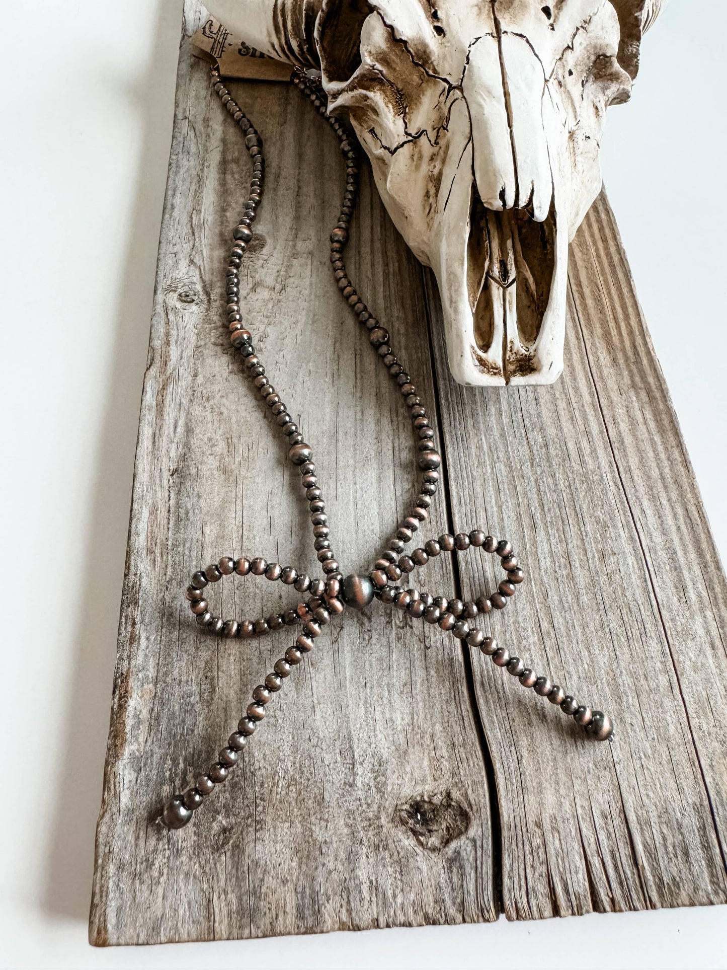 Navajo Style Pearl Bow Coquette Necklace