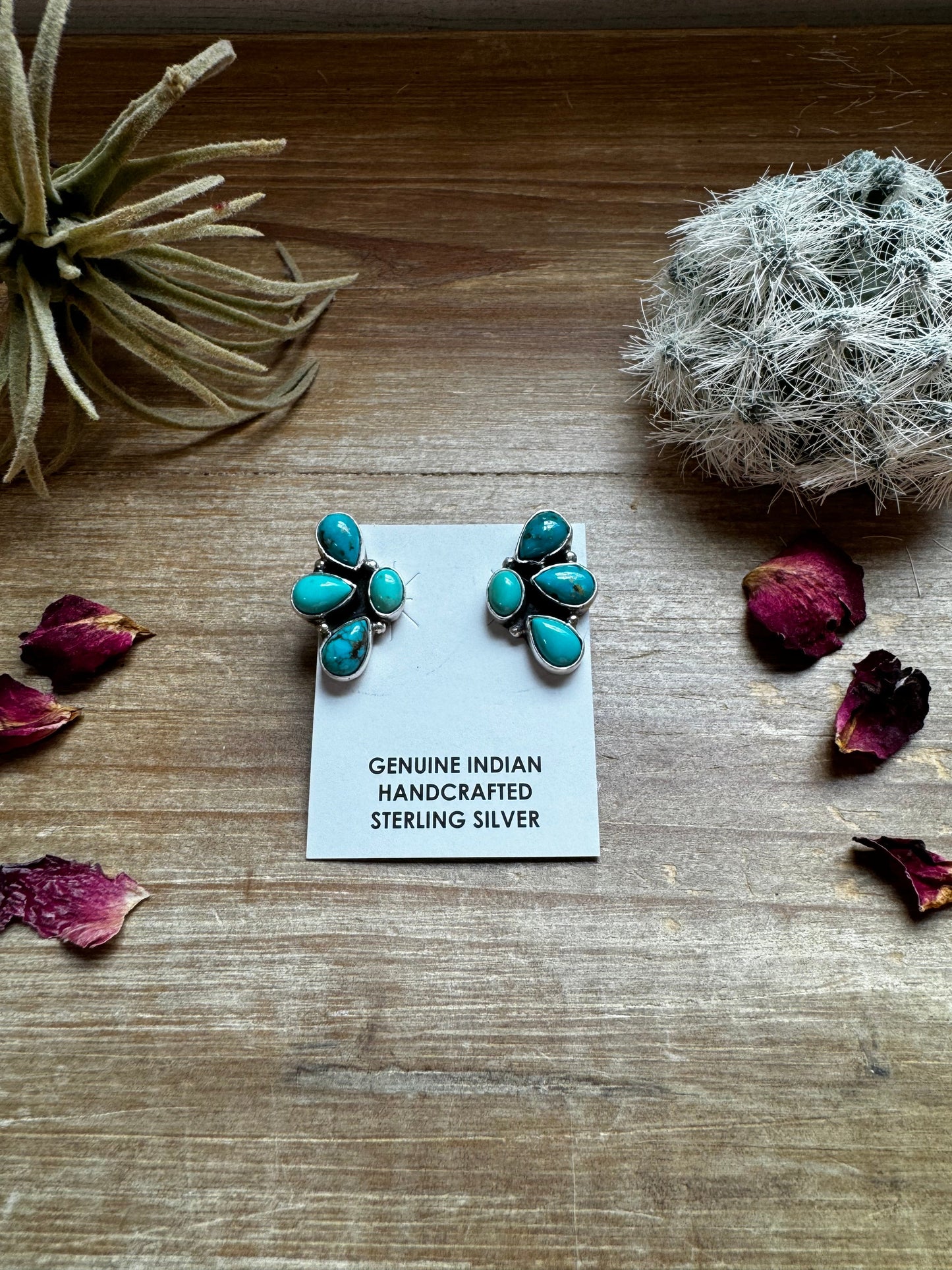 Stud 3 teardrop Kingman Turquoise Earrings