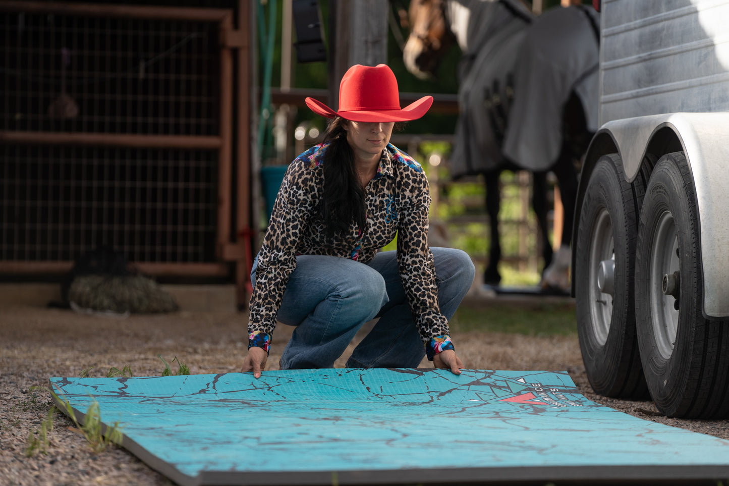 5x10ft Turquoise Stone Stall Mat