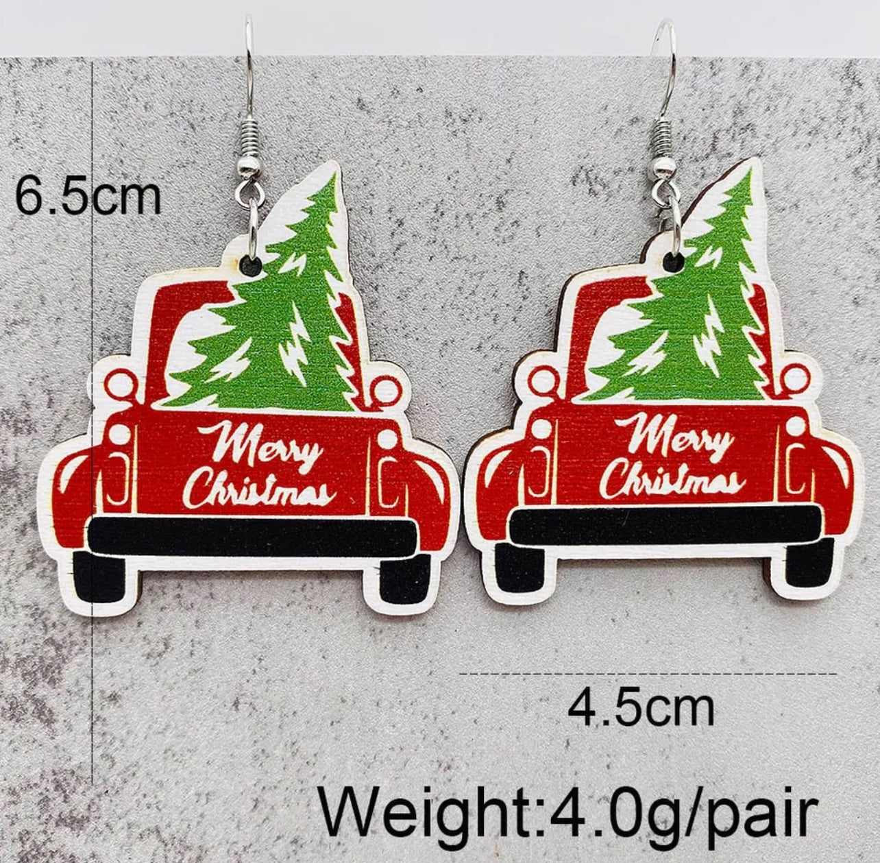 Adorable Vintage Wood Christmas Earrings