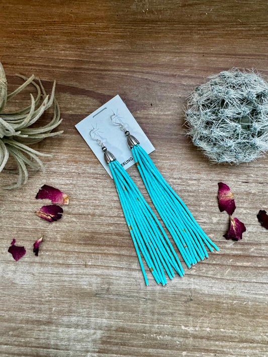 Dangle turquoise earrings - multi strand