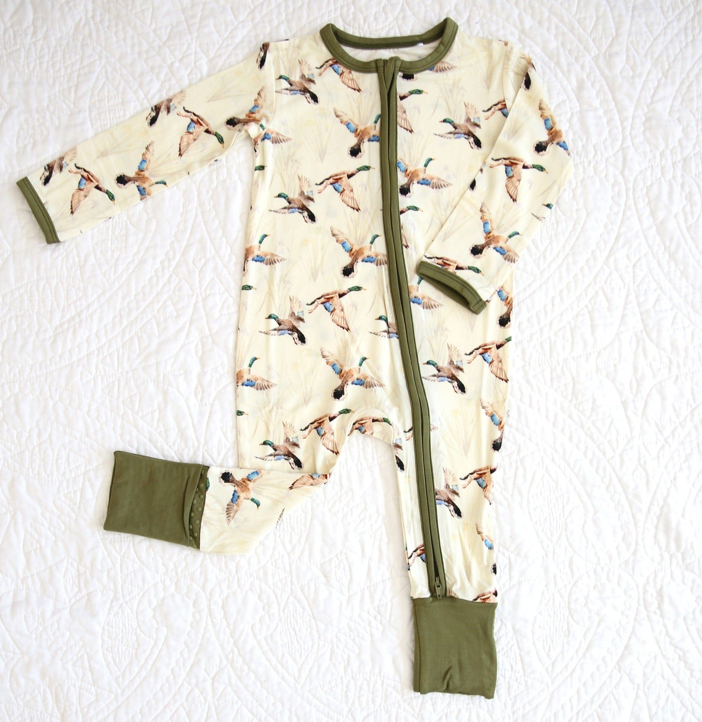 Mighty Mallards - Connor Bamboo Zippy Baby Romper