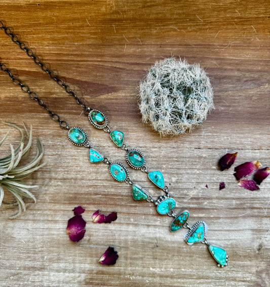 Royston turquoise necklace lariat and earrings set