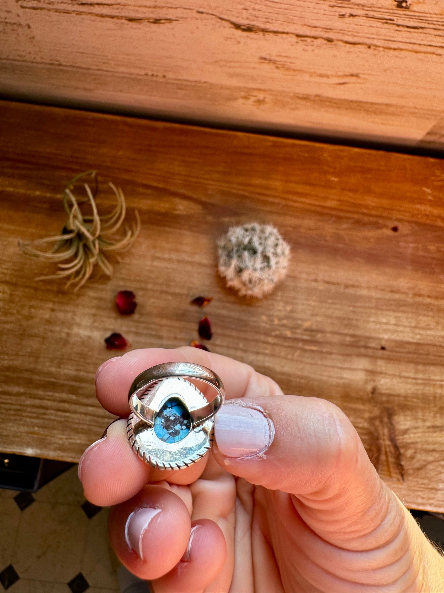 Ring size 7 - turquoise and sterling silver - Golden hill