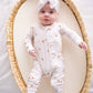 Ruffle Zipper One Piece -  Fleur: 0-3 Months