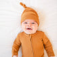 Zipper Romper - Caramel Ribbed: 0-3 Months