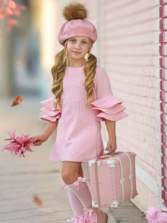 Best Pick Pink Tiered Sleeve Dress