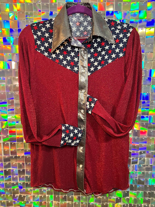 Shimmering Red Glitz N Glam Long Sleeve Shirt Size 14