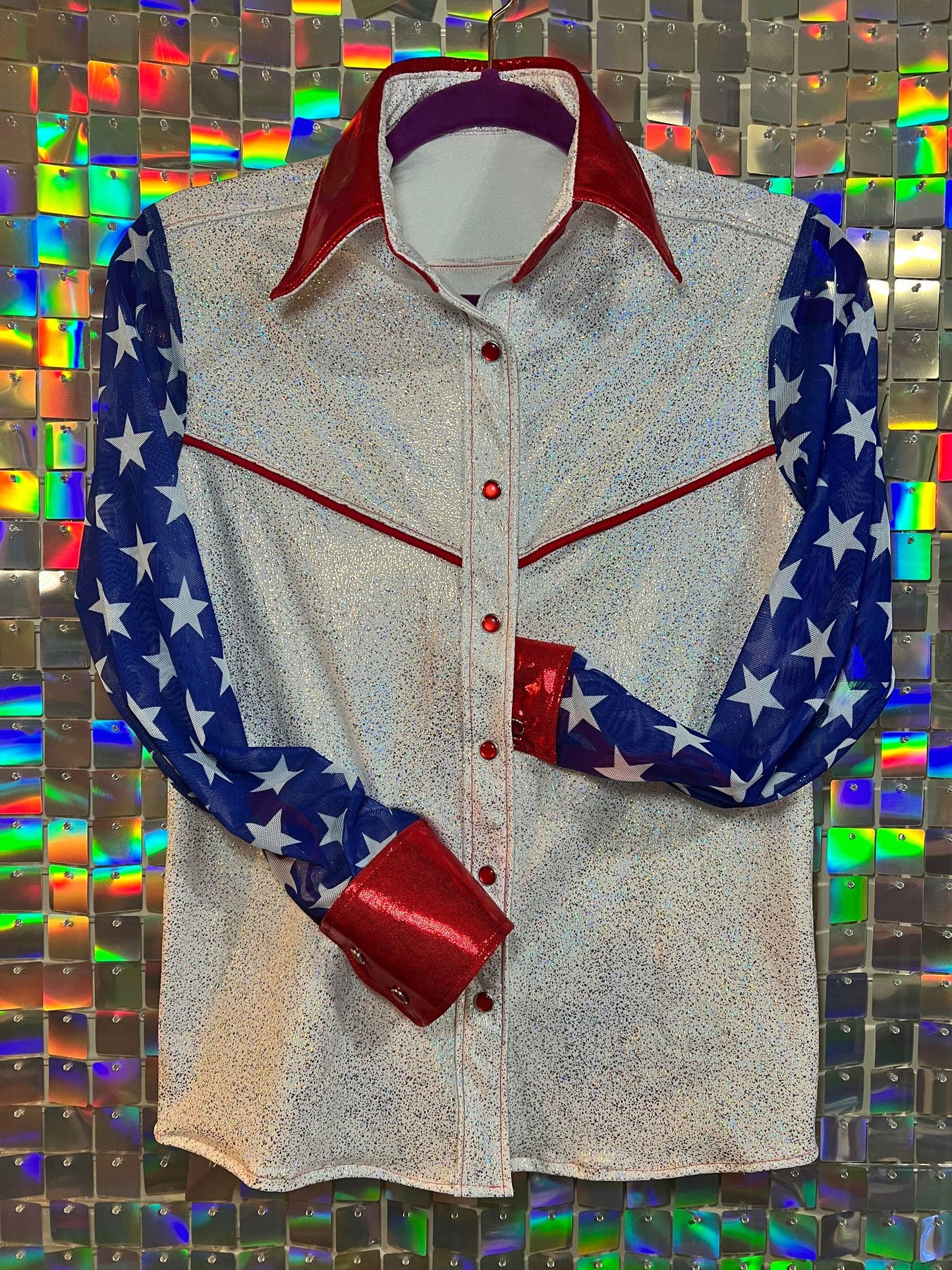 Red White & Blue Glitz N Glam Long Sleeve Shirt Size 12