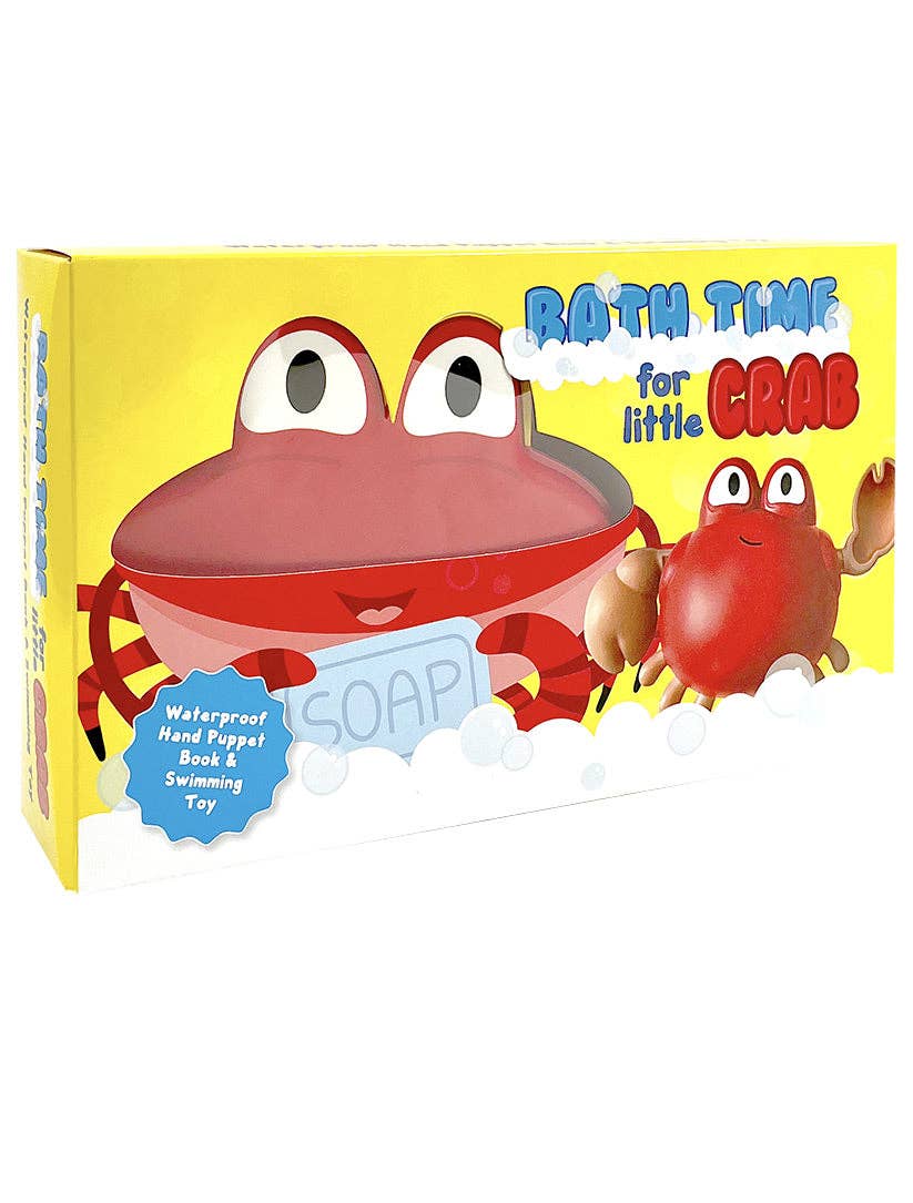 Bath Time for Little Crab - Children's Waterproof Hand Puppet Book and Swimming Toy