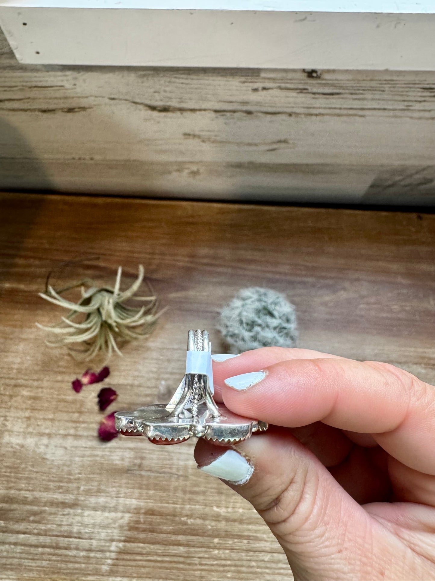 Cluster - size 7 - red spiny and sterling silver