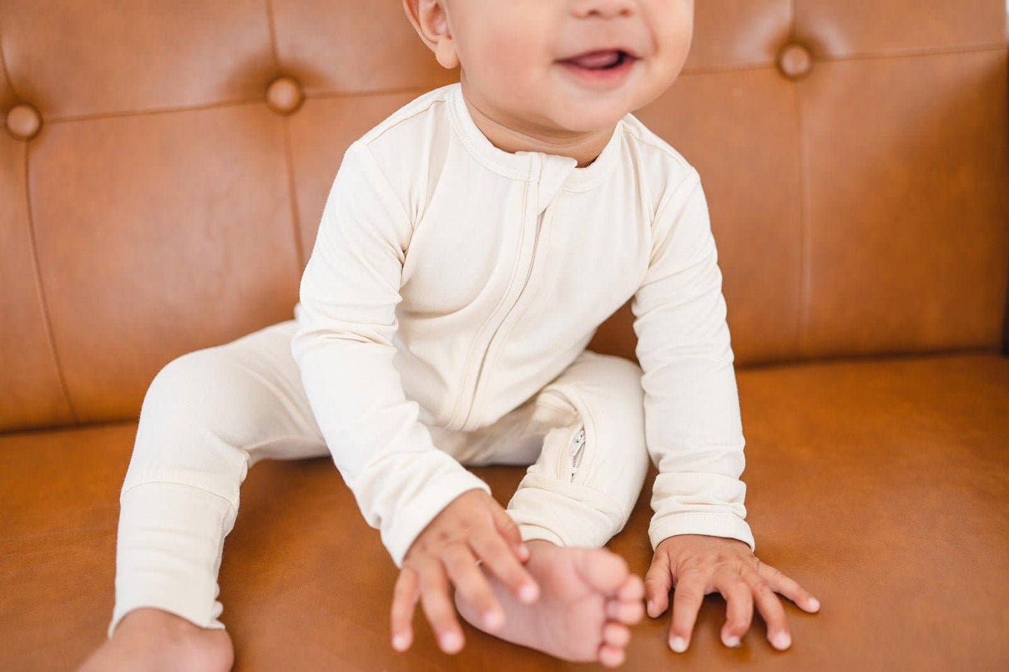 Zipper Romper - Cream: 3-6 Months