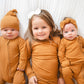 Zipper Romper - Caramel Ribbed: 0-3 Months