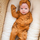 Ruffle Zipper One Piece - Caramel Ribbed: 3-6 Months