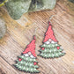 Adorable Gnome Christmas Tree Wooden Drop Earrings