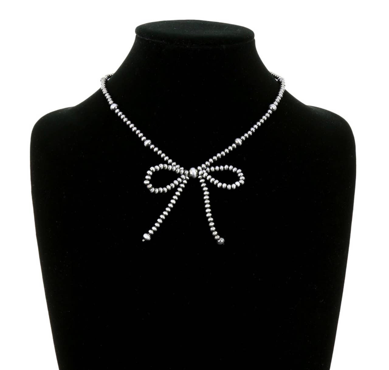 Navajo Style Pearl Bow Coquette Necklace