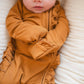 Ruffle Zipper One Piece - Caramel Ribbed: 12-18 Months