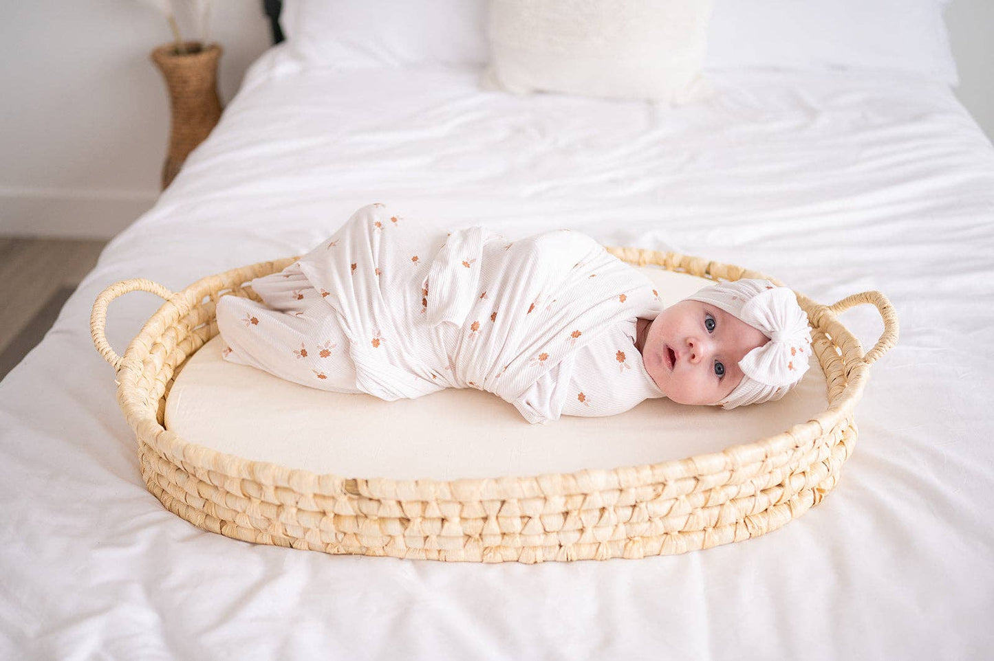 Bamboo Stretch Swaddle - Fleur: Swaddle + Headband