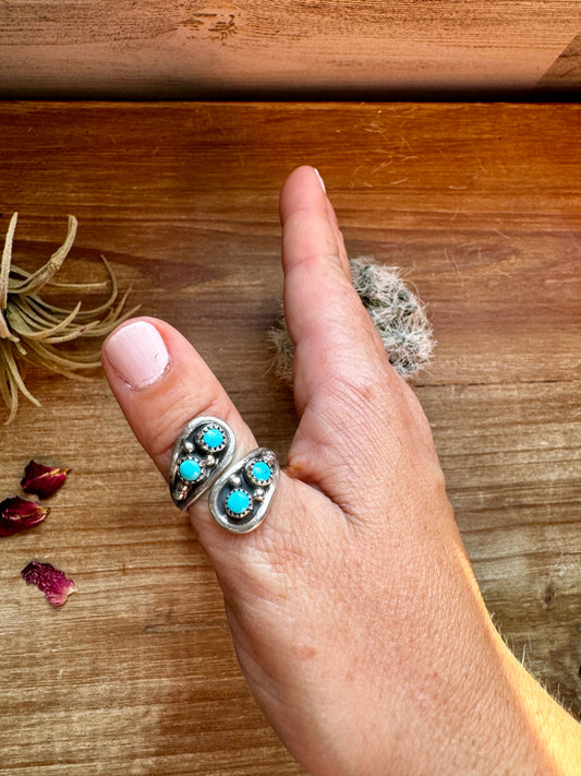 Ring - Adjustable - Turquoise & Sterling Silver