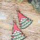 Adorable Gnome Christmas Tree Wooden Drop Earrings