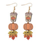 Adorable Fall Pumpkin Spice Coffee Wood Earrings