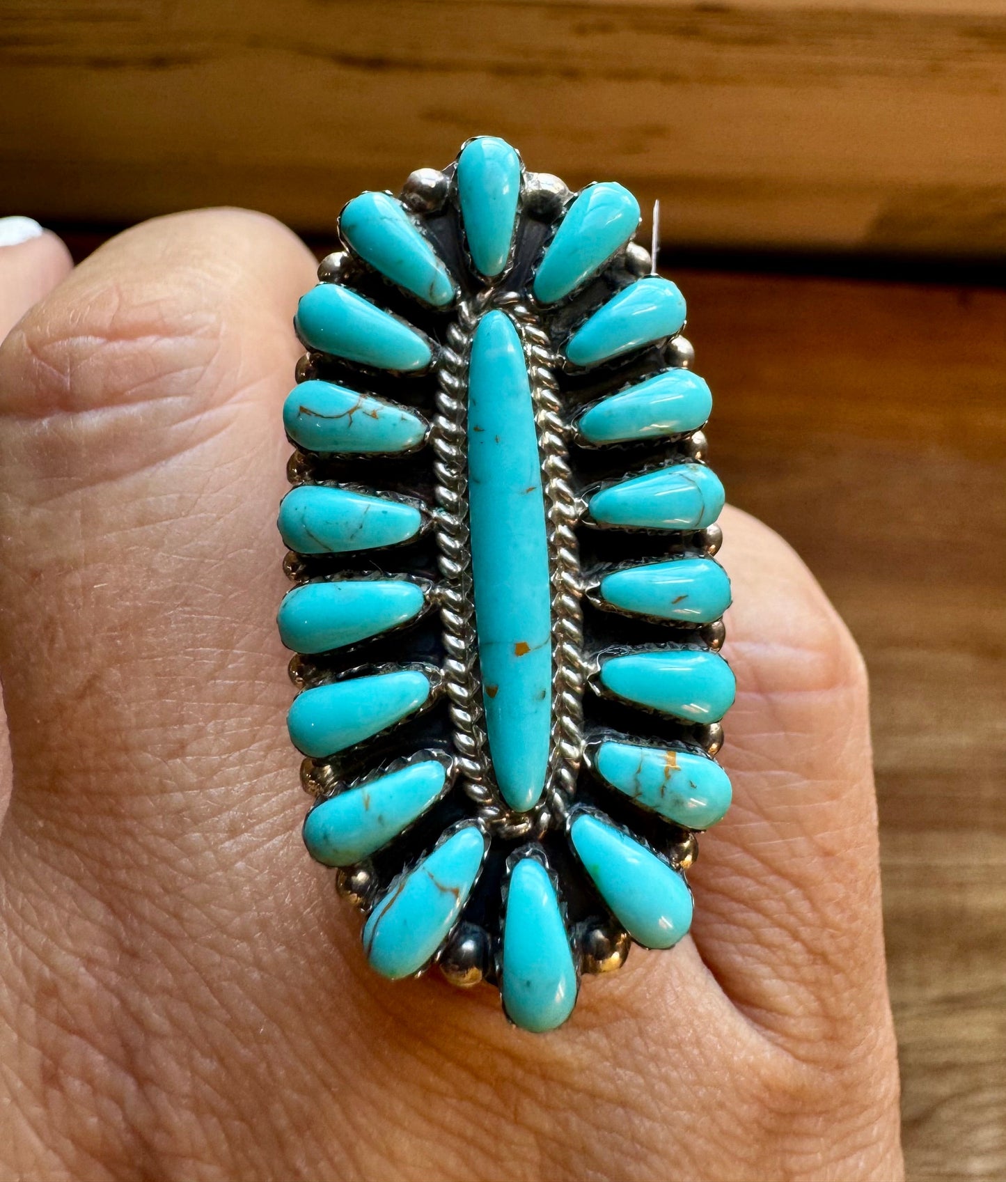 Cluster Ring - size 6 - kingman turquoise and sterling silver