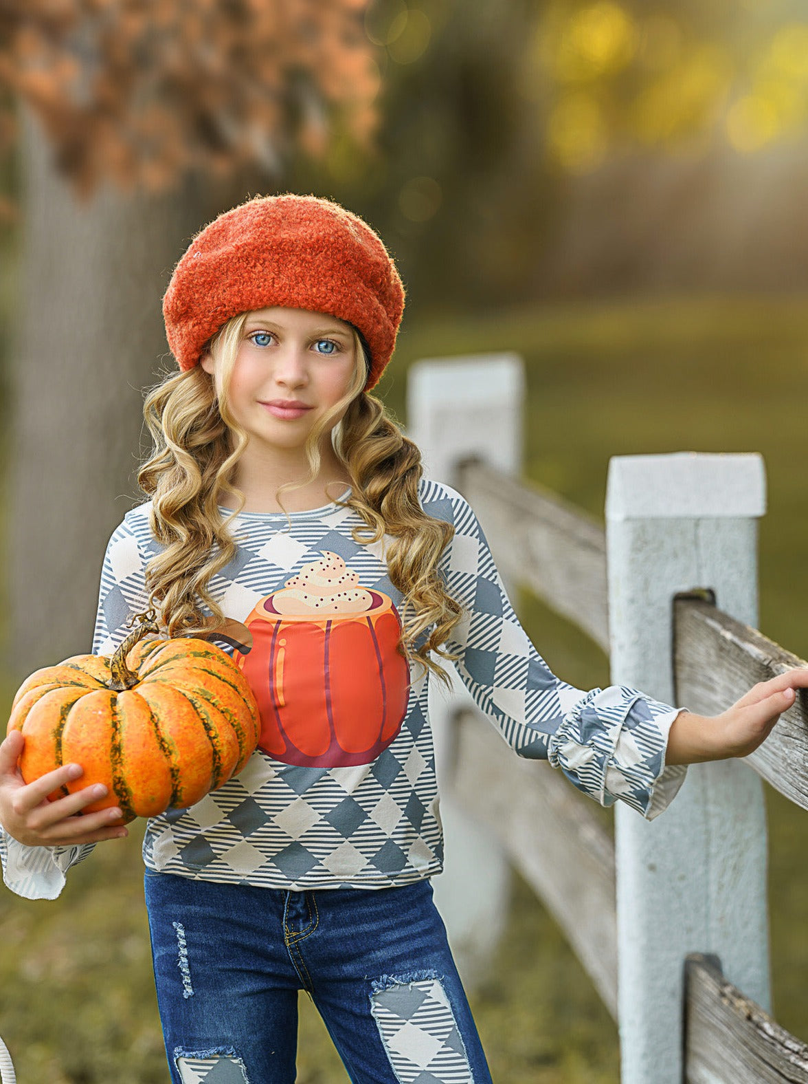 But First, Pumpkin Spice Patched Jeans Set