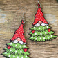 Adorable Gnome Christmas Tree Wooden Drop Earrings