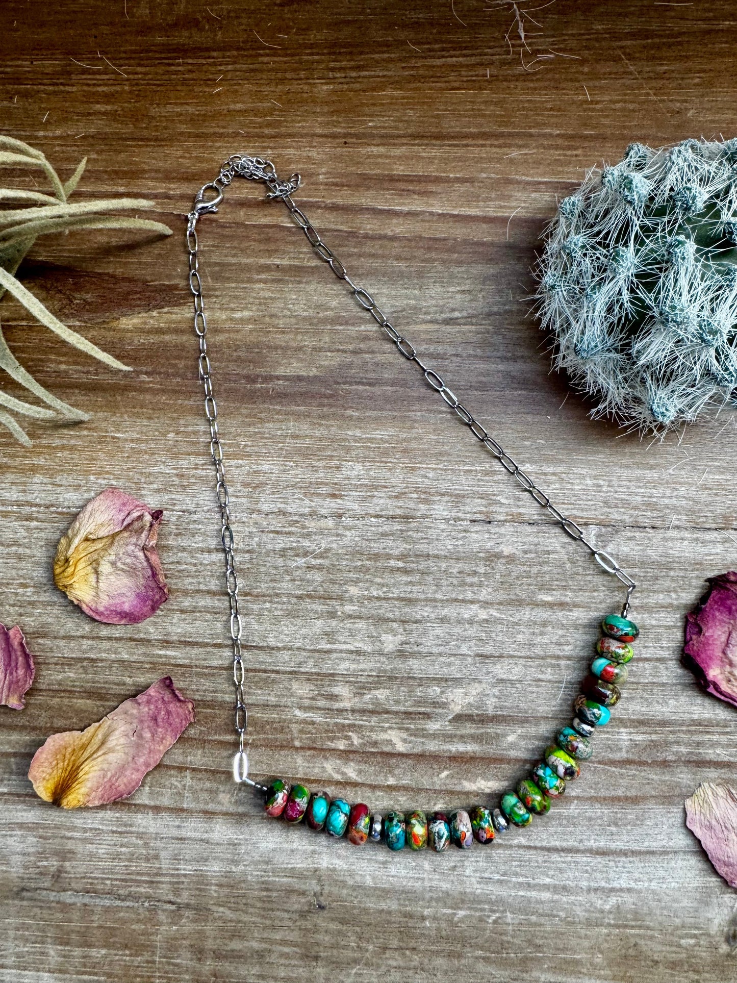 16.5 inch chain choker and Verascite sea sediment and sterling silver