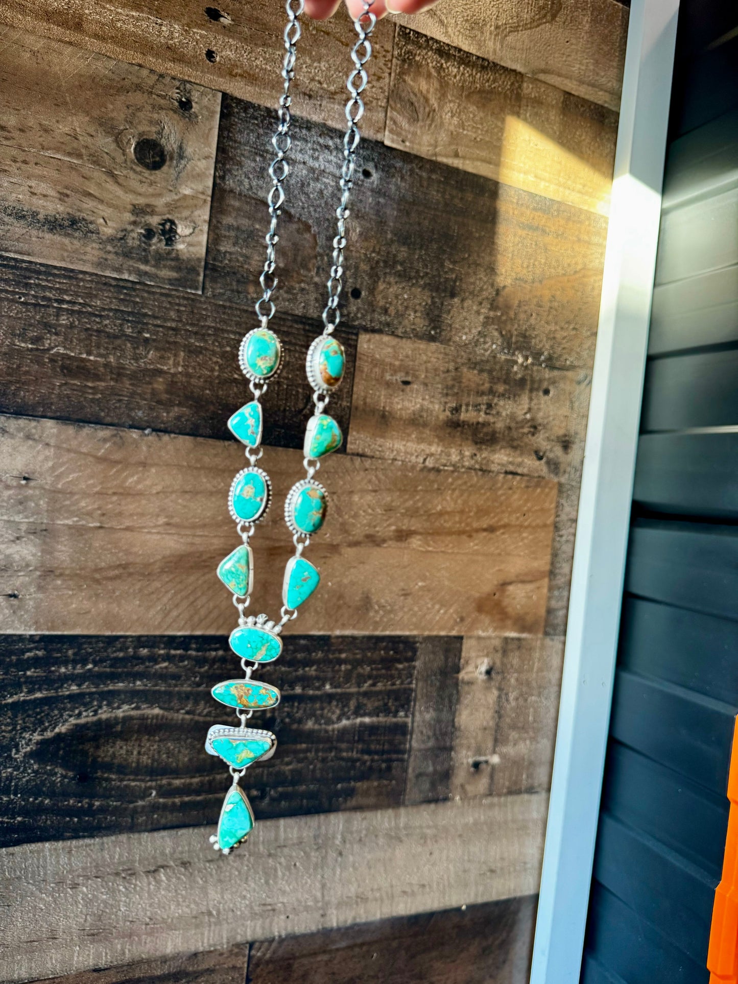 Royston turquoise necklace lariat and earrings set