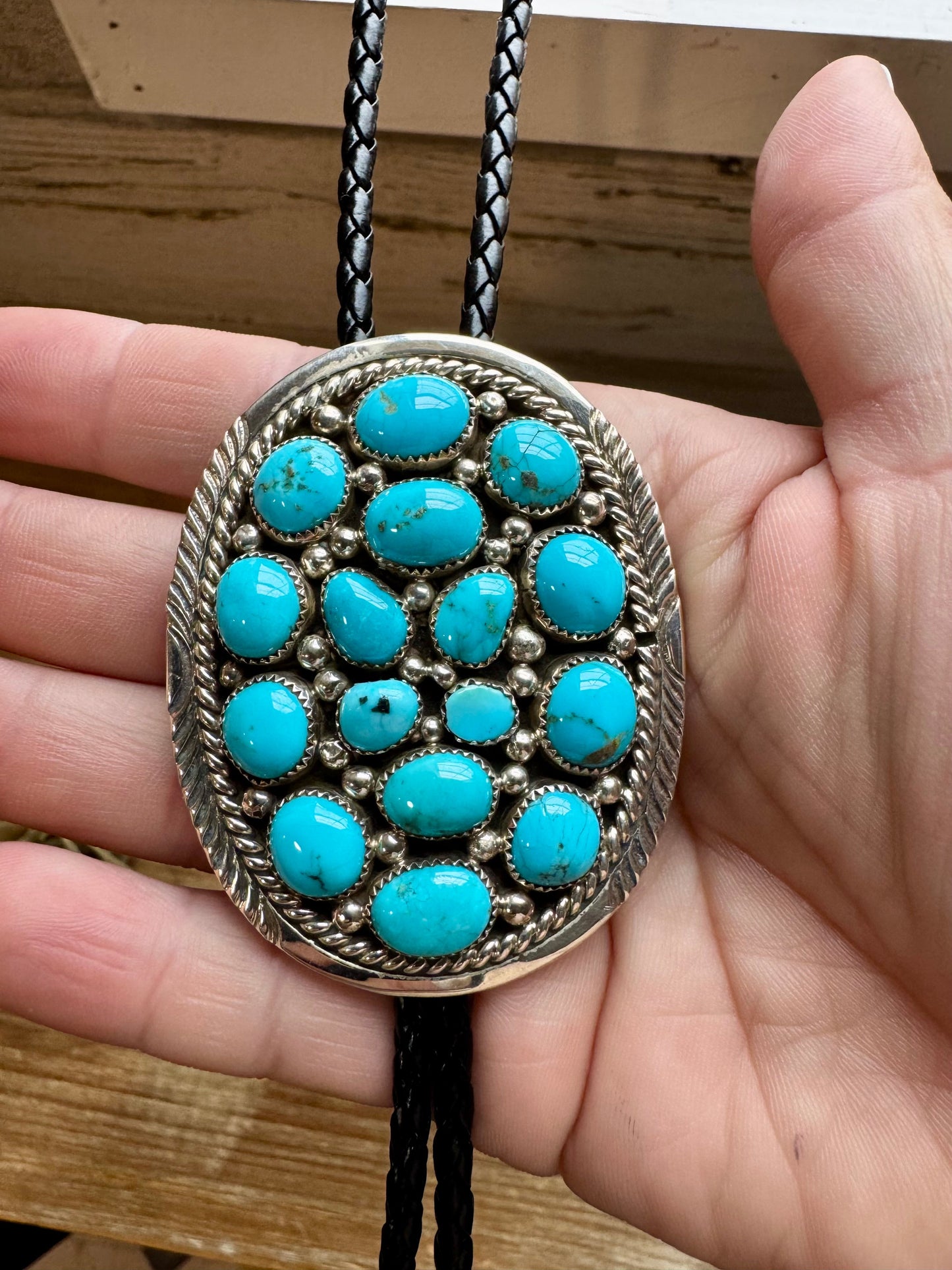 Kingman Turquoise Bolo with  Sterling silver