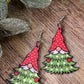 Adorable Gnome Christmas Tree Wooden Drop Earrings