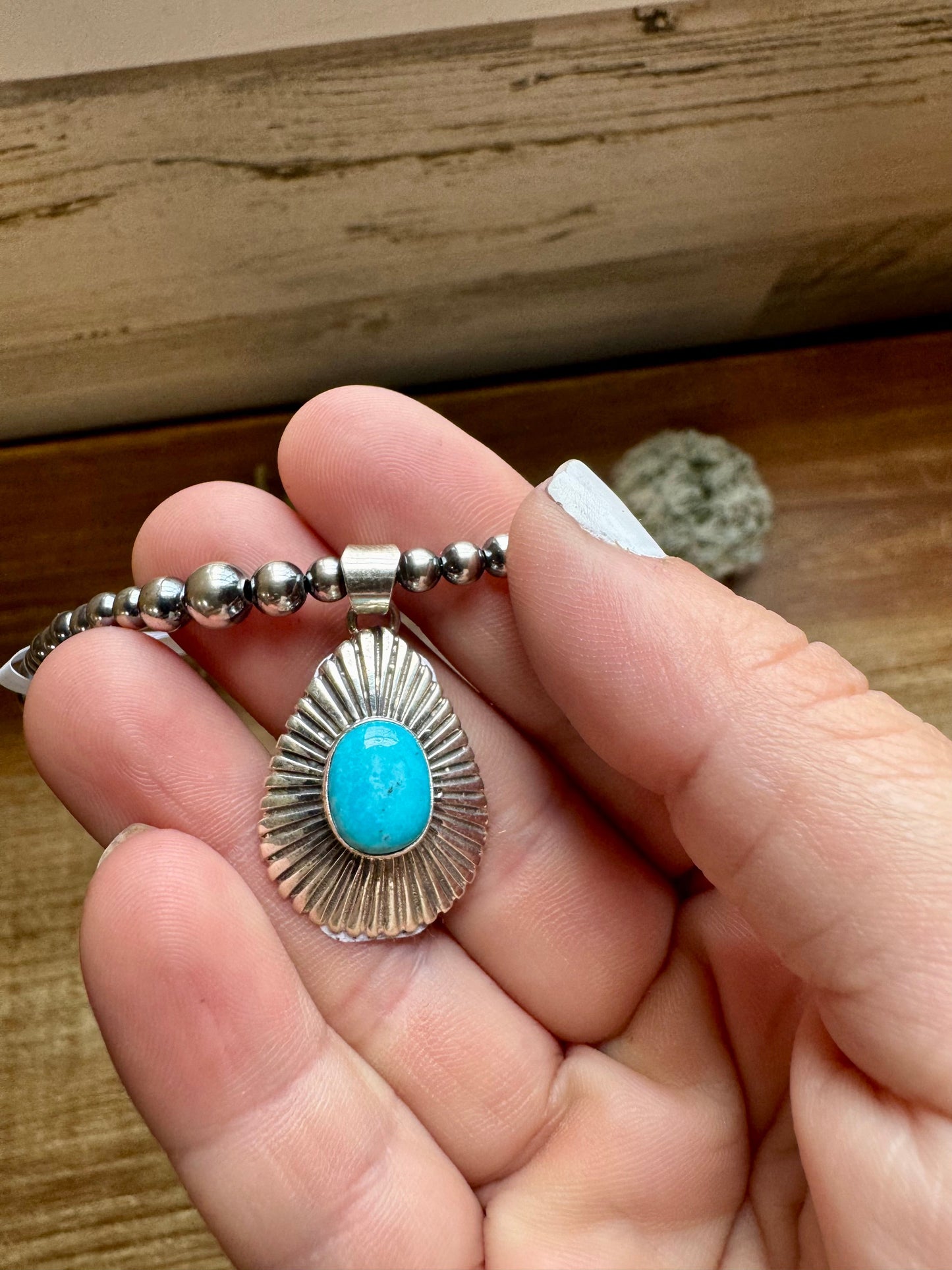 Teardrop Pendant - sterling silver with Kingman turquoise