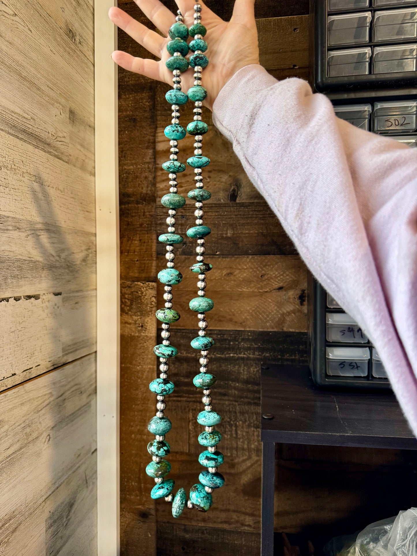 43 inch - One of a kind - Sterling silver & turquoise