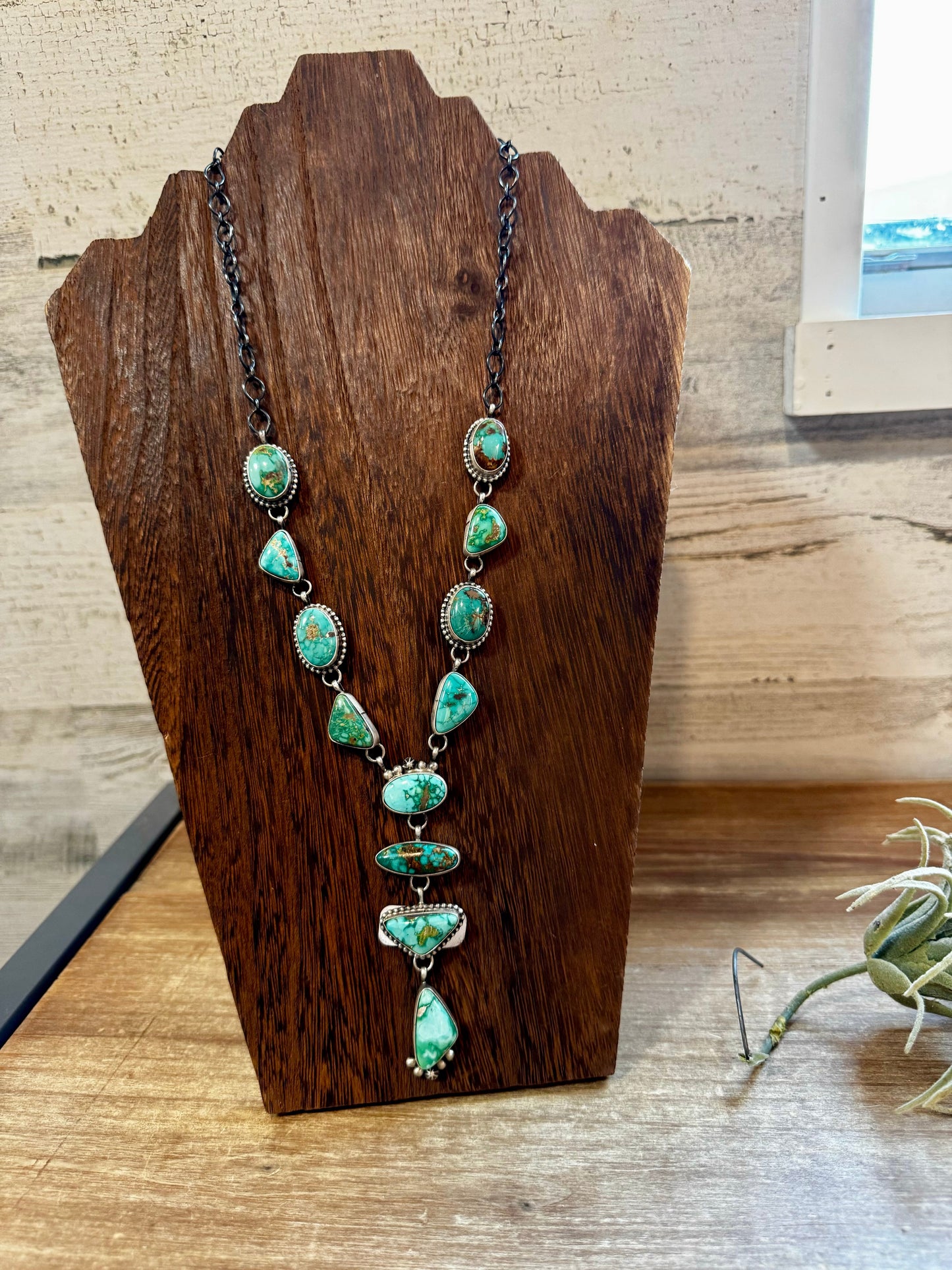 Royston turquoise necklace lariat and earrings set