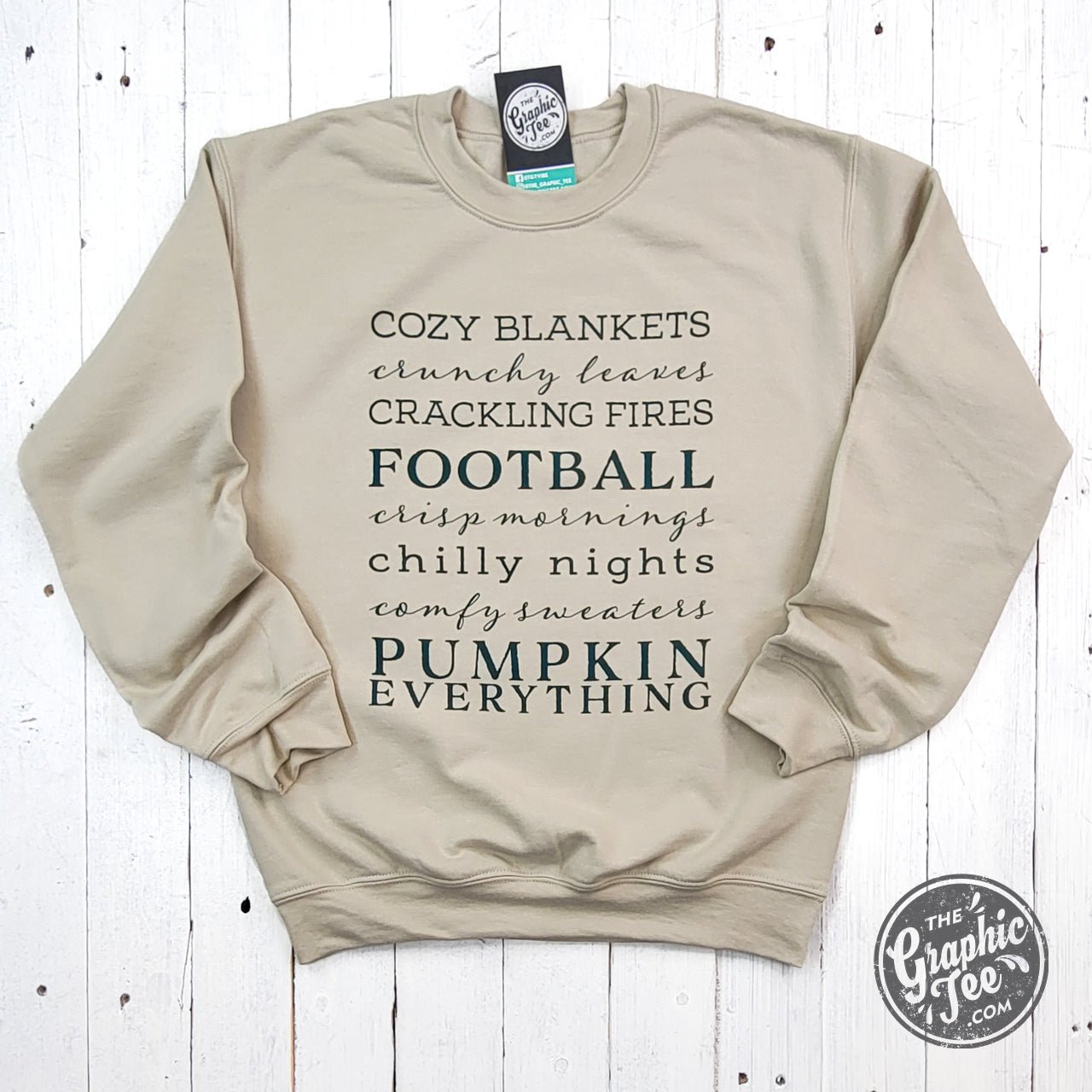 Autumn Words Cozy Sand Crewneck Sweatshirt