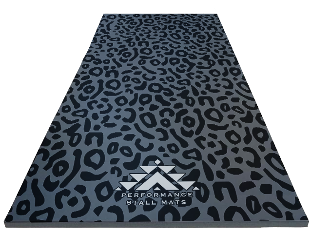 5X10 Black on Grey Leopard Stall Mat