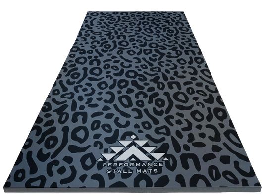 5X10 Black on Grey Leopard Stall Mat