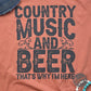 Country Music and Beer Short Sleeve Tee