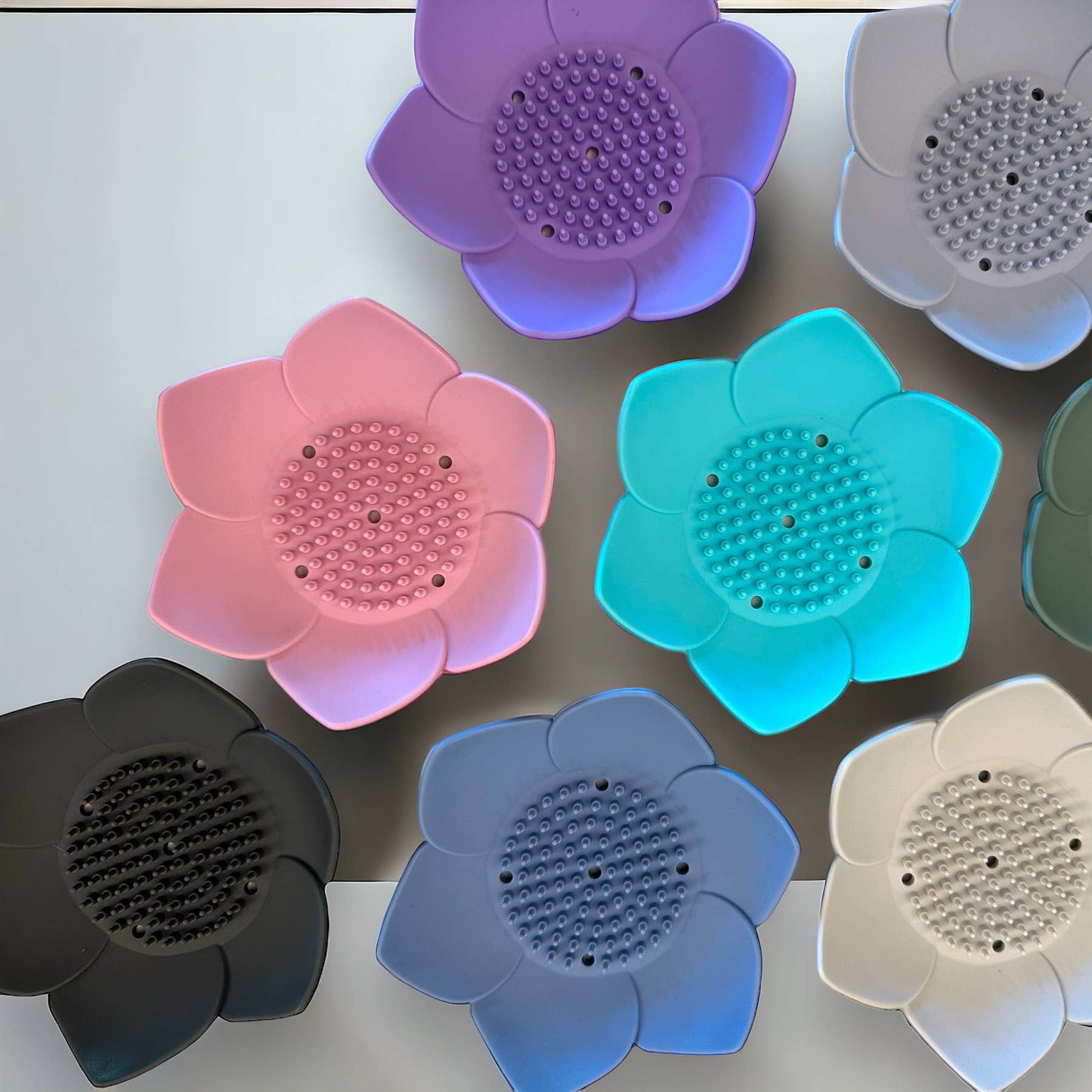 Shower Steamer Tray - Lotus Shape: Charcoal