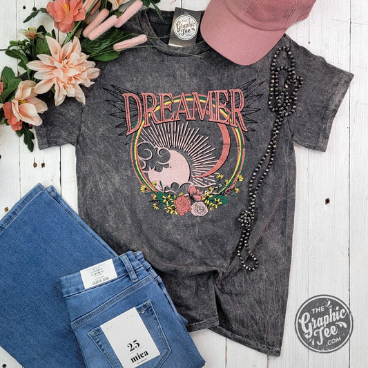 Dreamer Grey Mineral Wash Short Sleeve Crewneck Tee