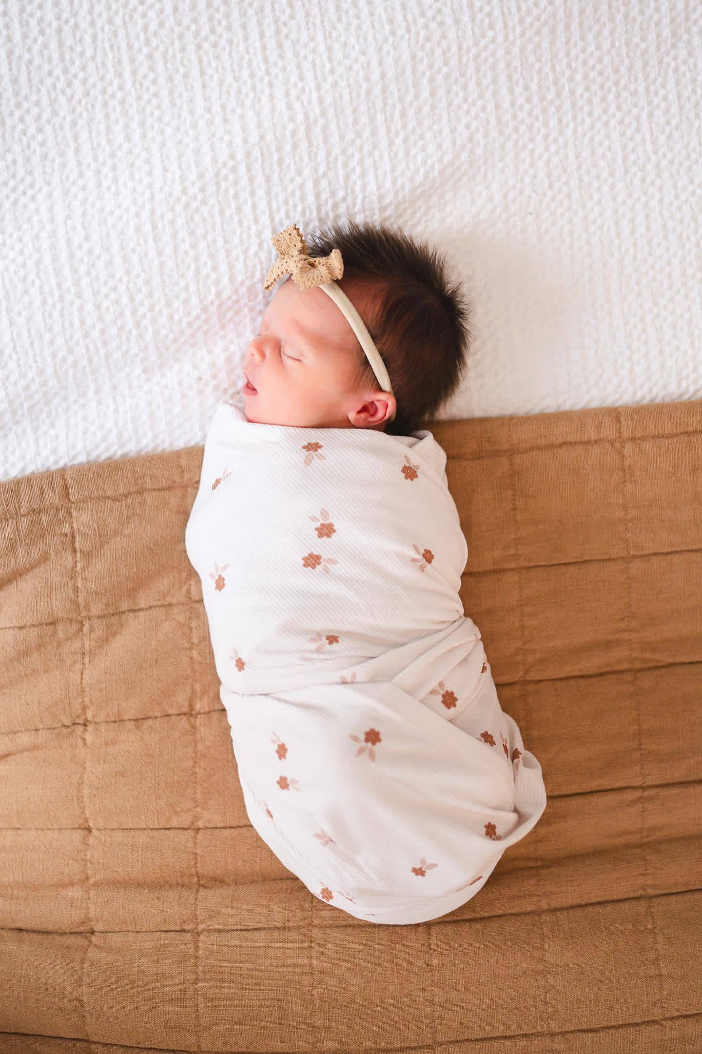 Bamboo Stretch Swaddle - Fleur: Swaddle + Headband