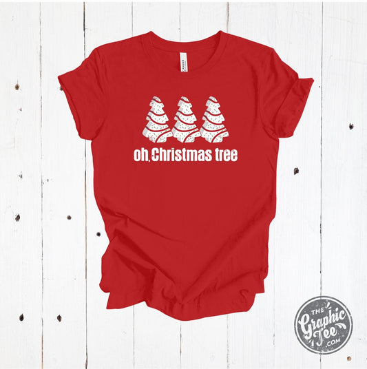 Oh Christmas Tree Red Unisex ADULT Short Sleeve Tee