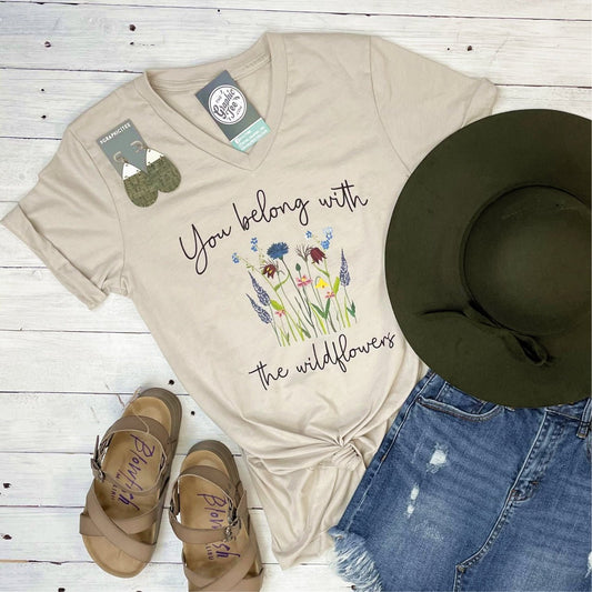 You Belong with the Wildflowers - V-Neck Tee