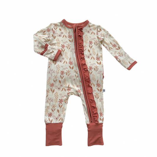 Ruffle Zipper One Piece -  Wildflower: 12-18 Months