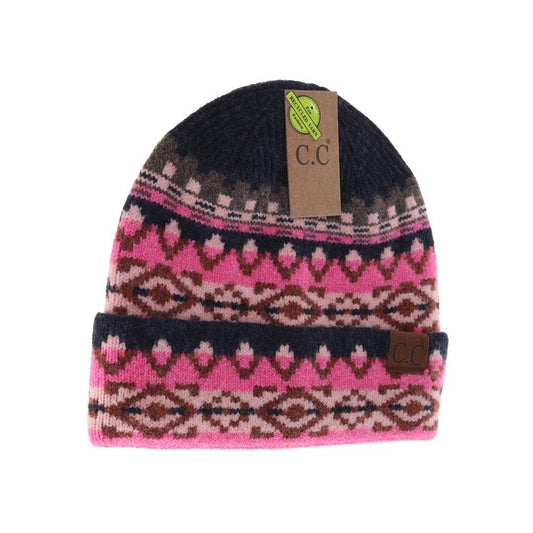 Aztec Pattern Cuff C.C Beanie HAT4006