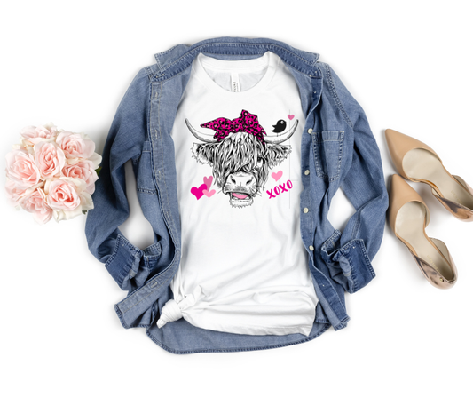 Valentine Highland Cow Tshirt